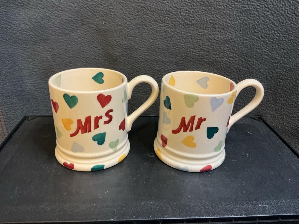 Vintage Emma Bridgewater “Mr” & “Mrs” Coffee Cup Set